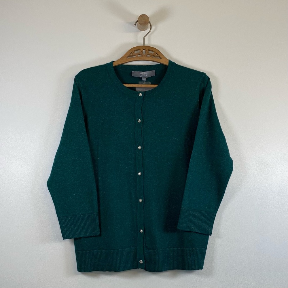 NWT Berkley Jensen Women’s XL Green Lurex Cardigan - Picture 4 of 10